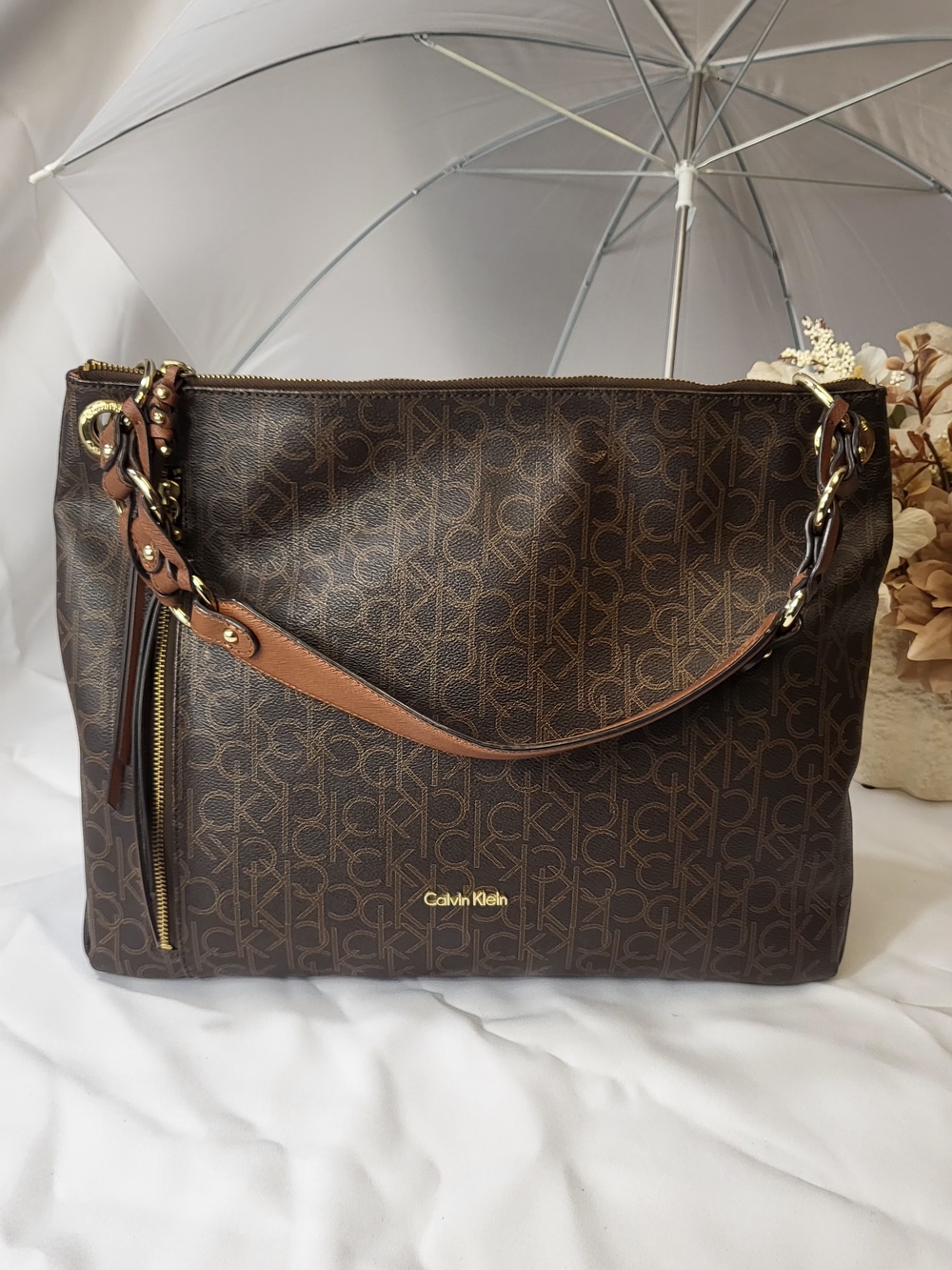 Calvin Klein Brown Monogram Shoulder Bag